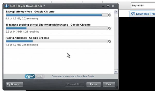 RealPlayer Downloading Multiple Videos